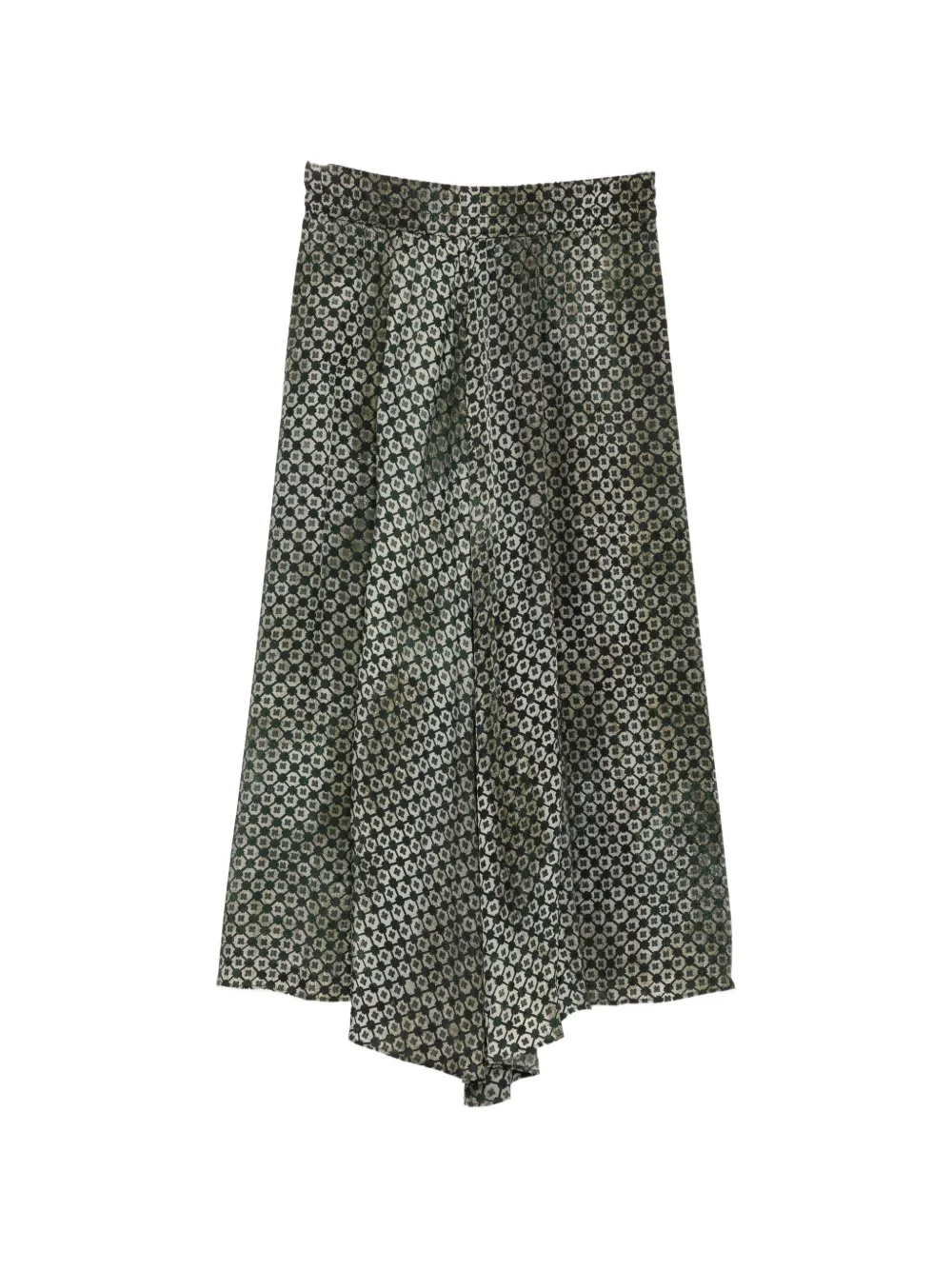 Ziggy Chen Rok met geometrische print en trekkoord Groen