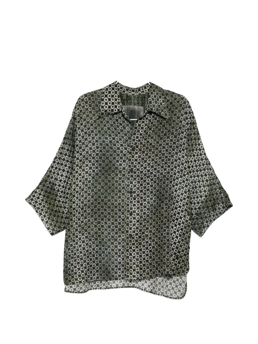 Ziggy Chen geometric-print short-sleeve shirt - Grün