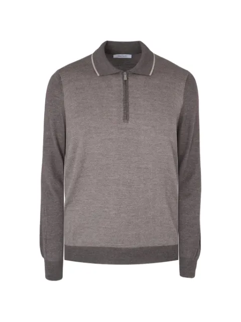 Gran Sasso herringbone-knit half-zip sweater