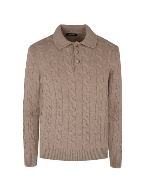Gran Sasso cable-knit polo-collar sweater