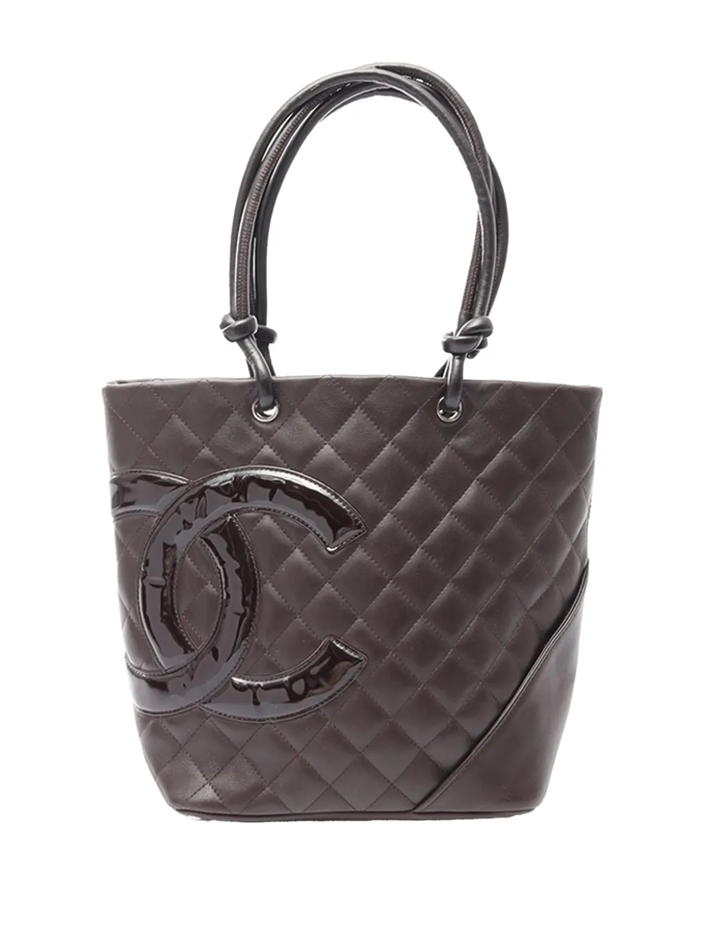 Pre-owned Chanel 2005-2006 Medium Lambskin Cambon Ligne Tote Bag In Brown