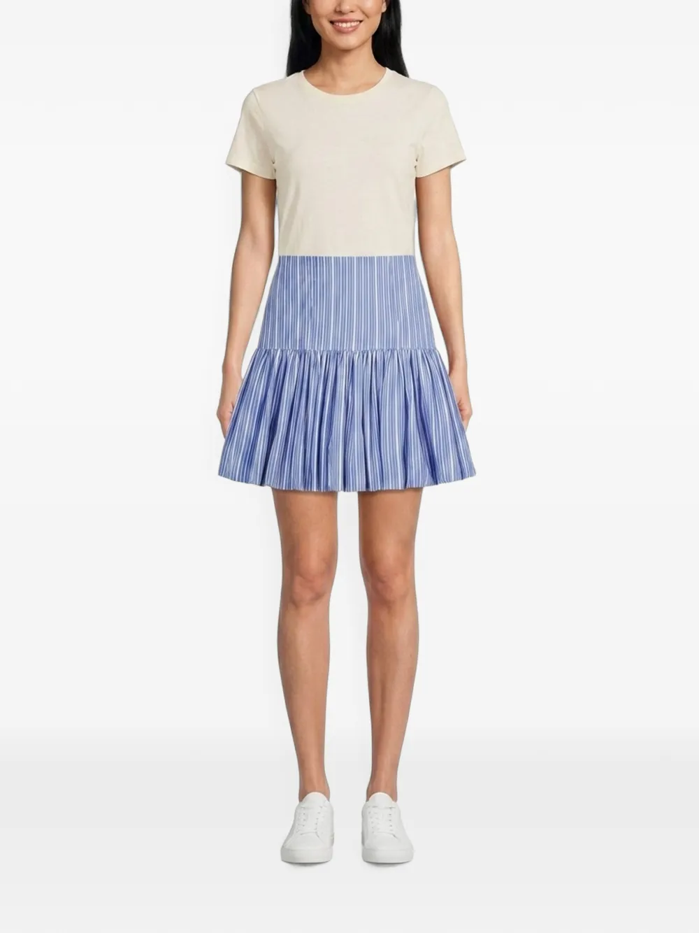 GANNI Gelaagde gestreepte mini-rok Blauw