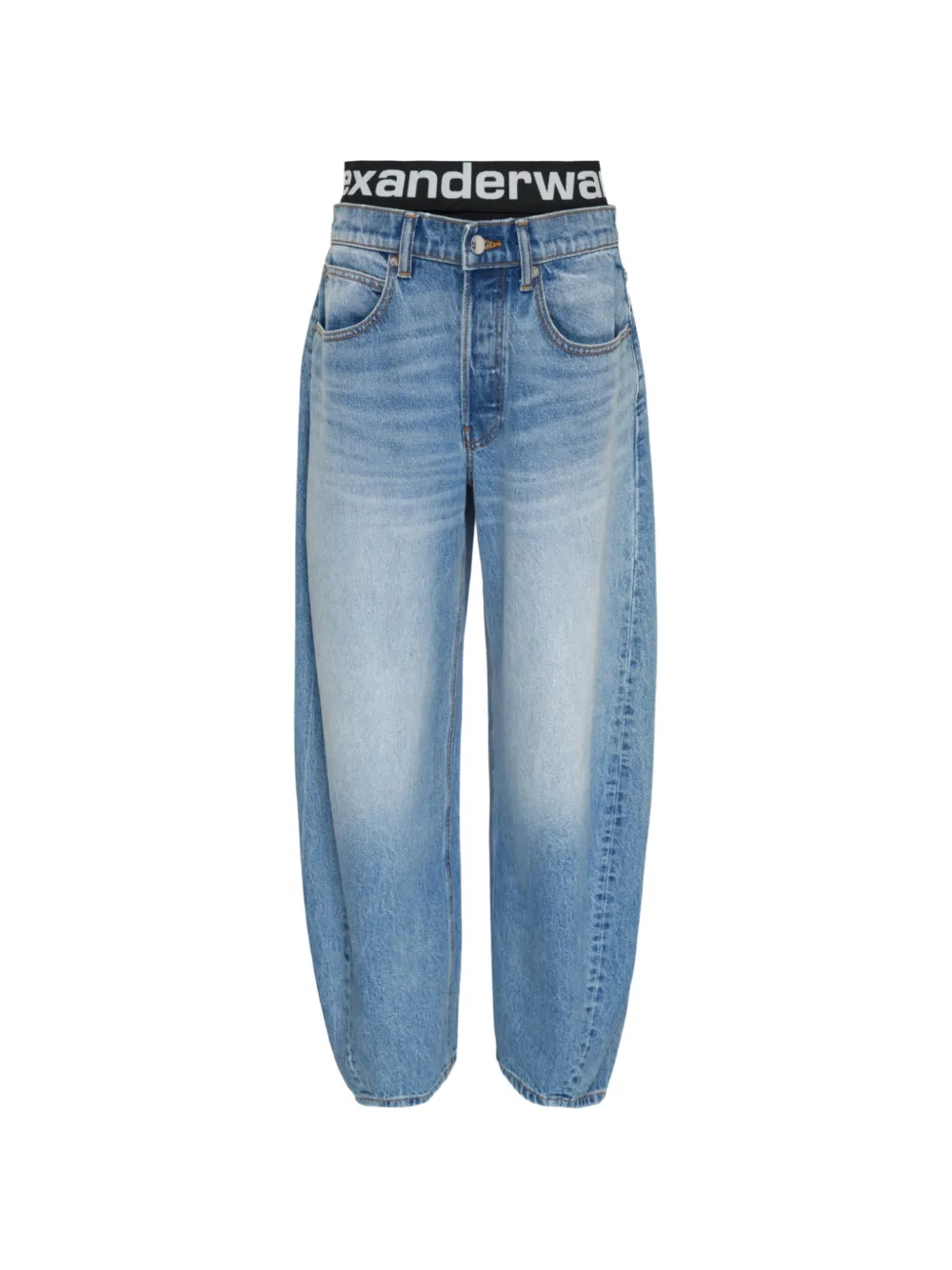 Alexander Wang logo-waistband jeans - Blu