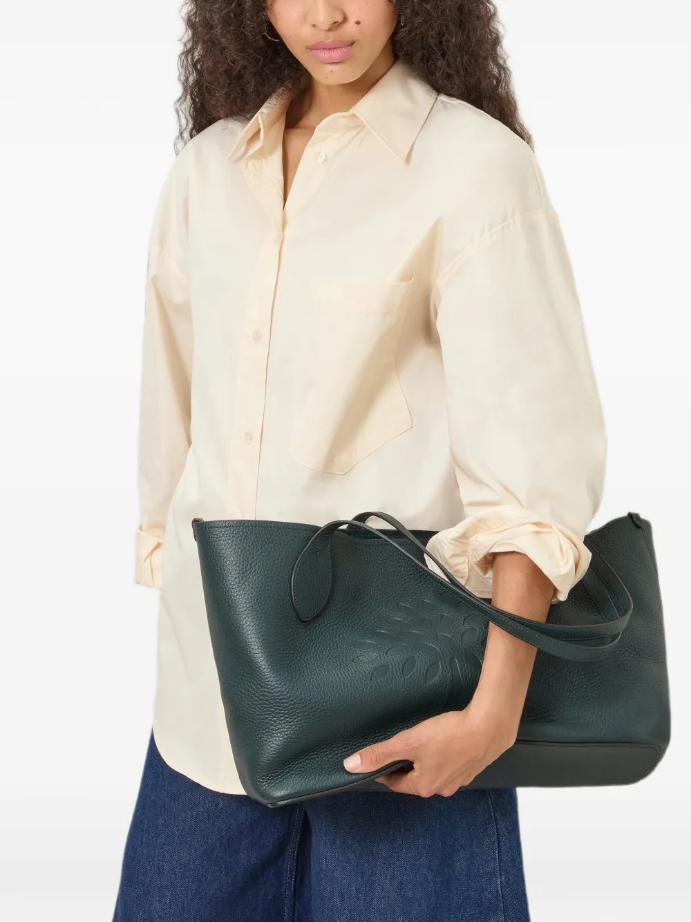 Mulberry Tree pebbled leather large tote bag - Verde