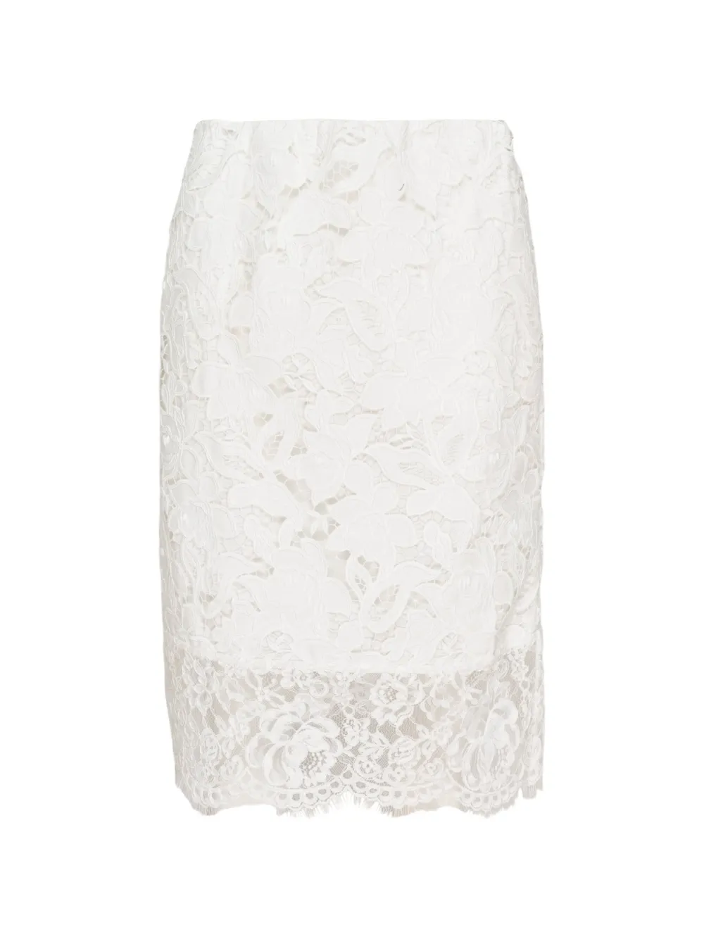 N°21 Floral-lace Pencil Midi Skirt In White