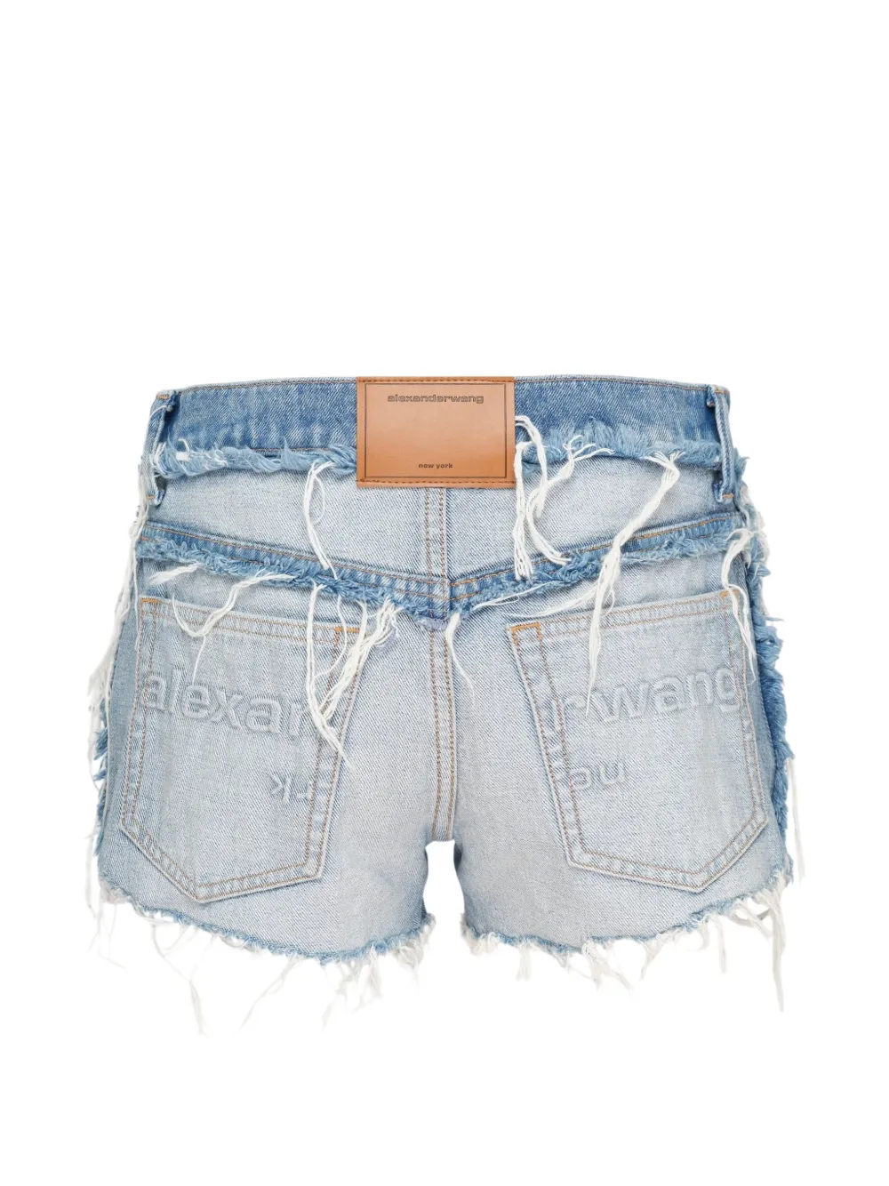 Alexander Wang Denim shorts met franje Blauw