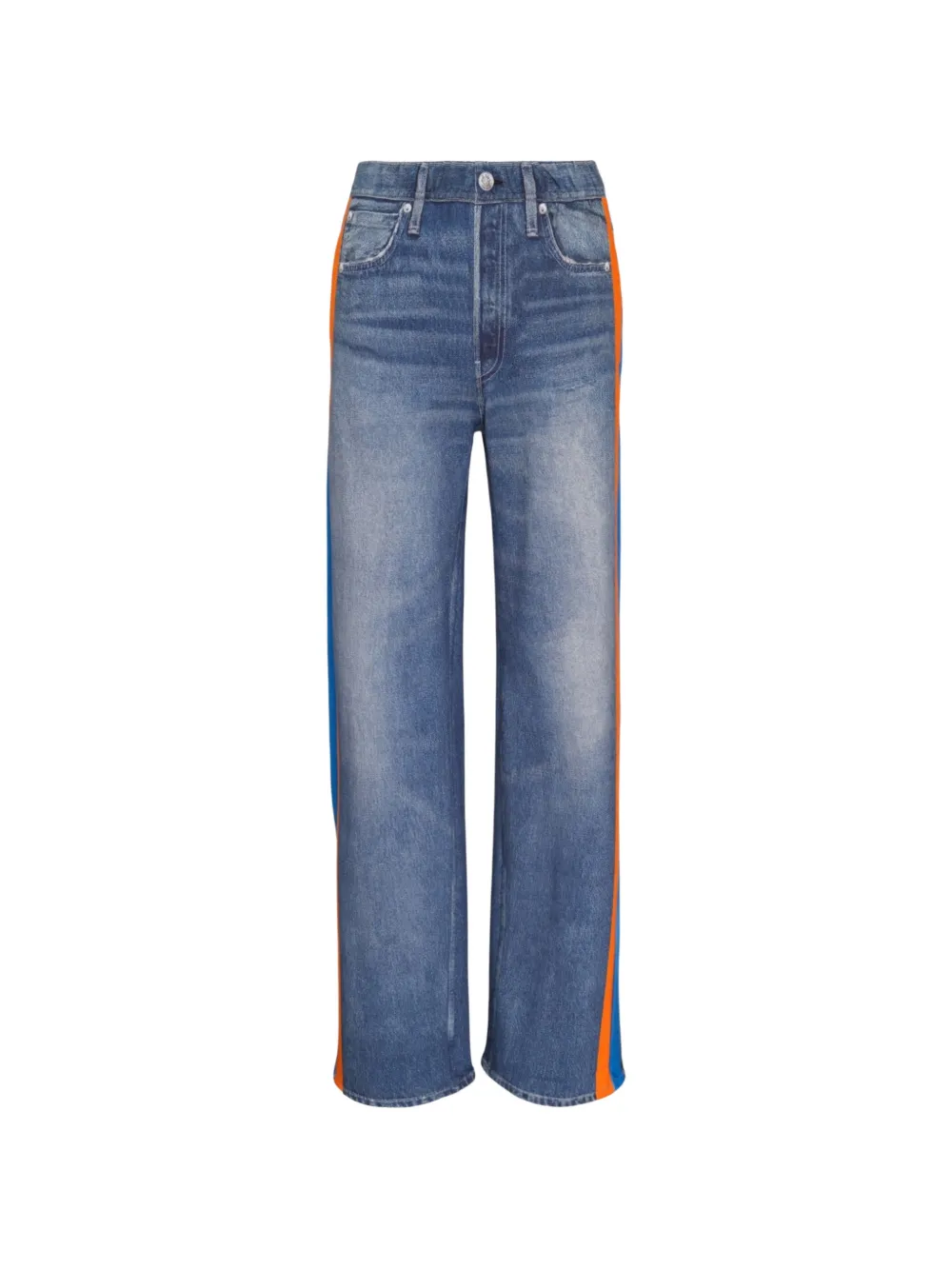 rag & bone rb Miramar side-stripe denim-print track pants - Blau