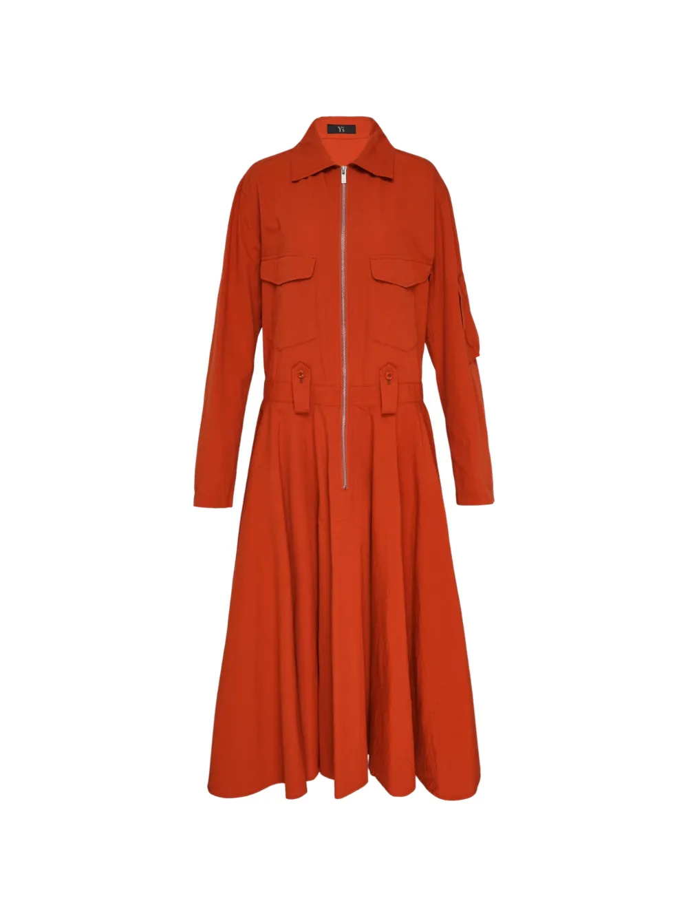 Y's zip-up flared midi dress - Arancione