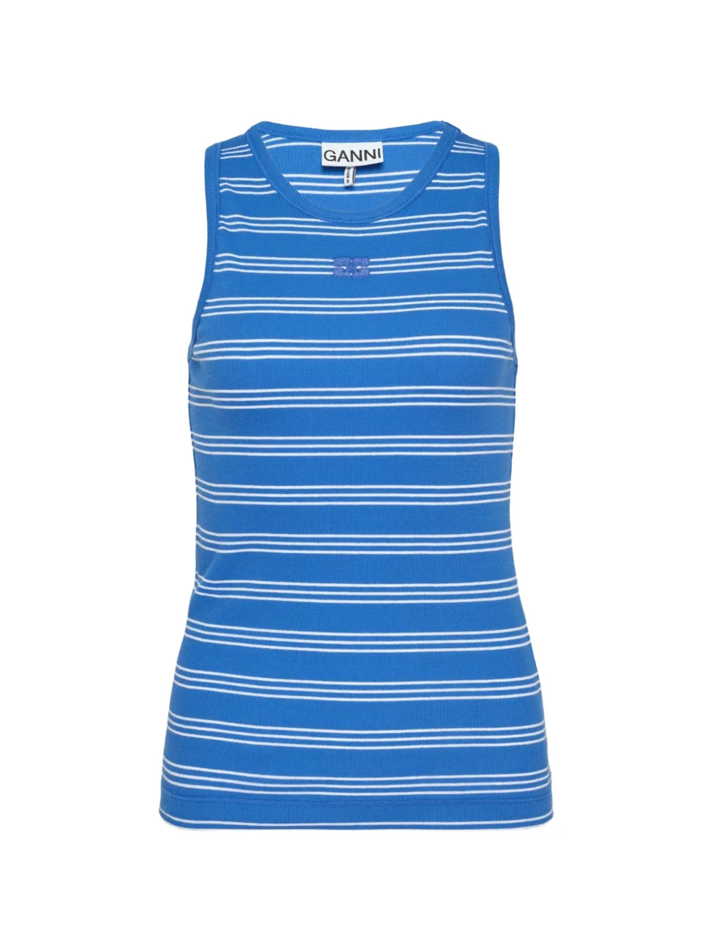 GANNI striped ribbed tank top - Blu