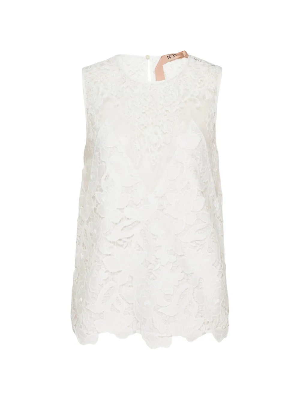 N°21 Floral-lace Sleeveless Top In Neutrals