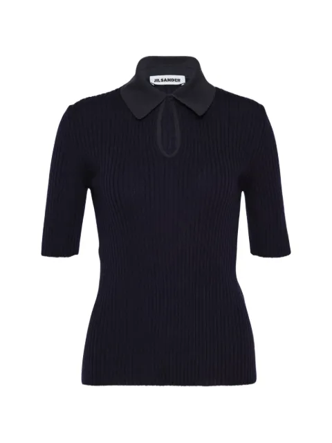 Jil Sander playera tipo polo tejida de canalé