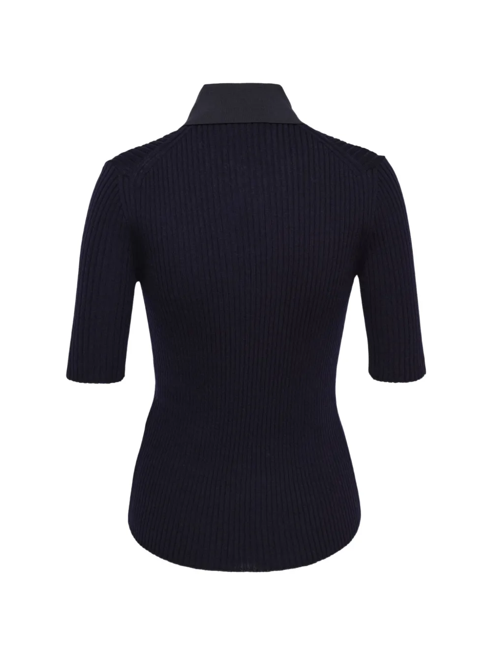 Jil Sander Ribgebreid poloshirt met keyhole-detail Grijs