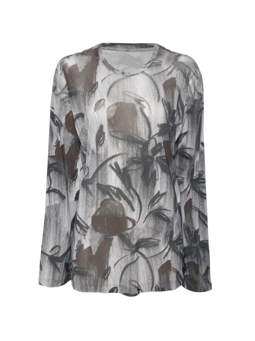 JNBY X-Silhouette Rose-Print Long-Sleeve Tee