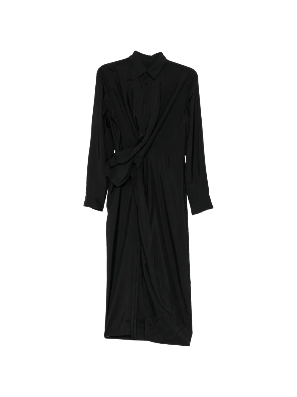 Jnby Twist-detail Long-sleeve Dress In Black