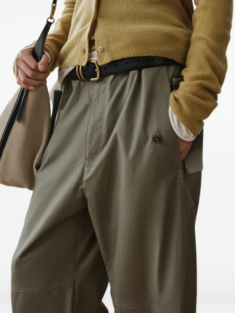 LESS Katoenen broek met barrelpijpen Grijs