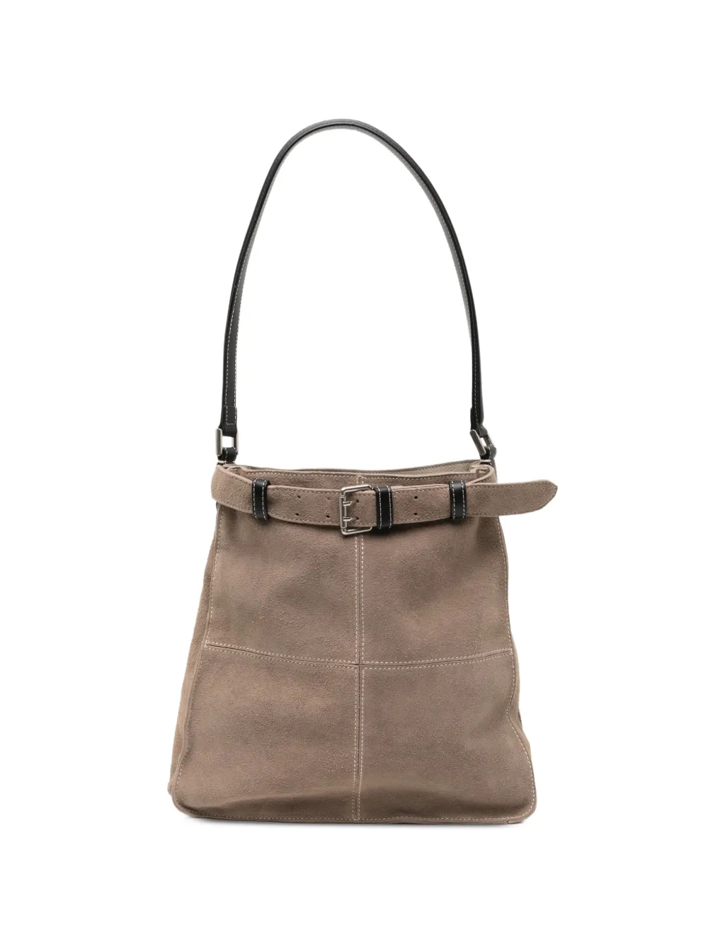 CROQUIS suede-finish buckled shoulder bag - Toni neutri