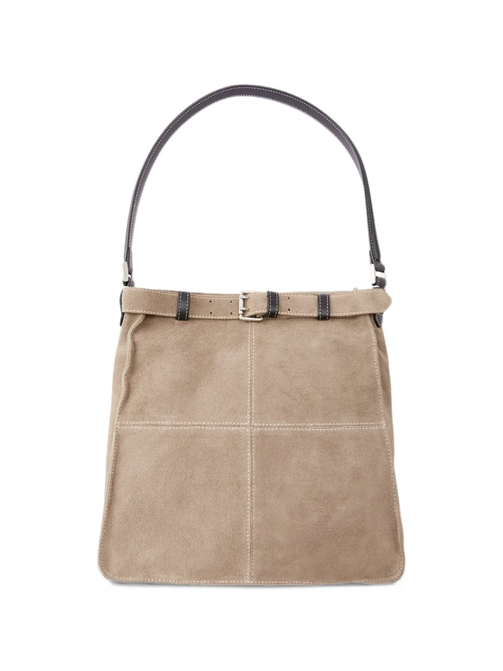 CROQUIS suede-finish buckled shoulder bag - Toni neutri