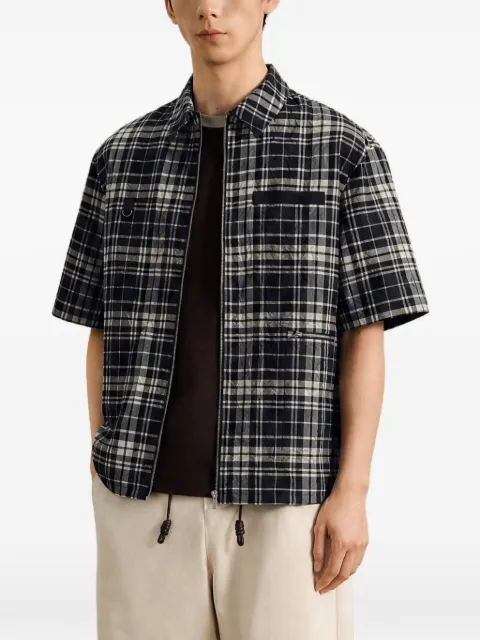 CROQUIS crinkled-finish plaided shirt