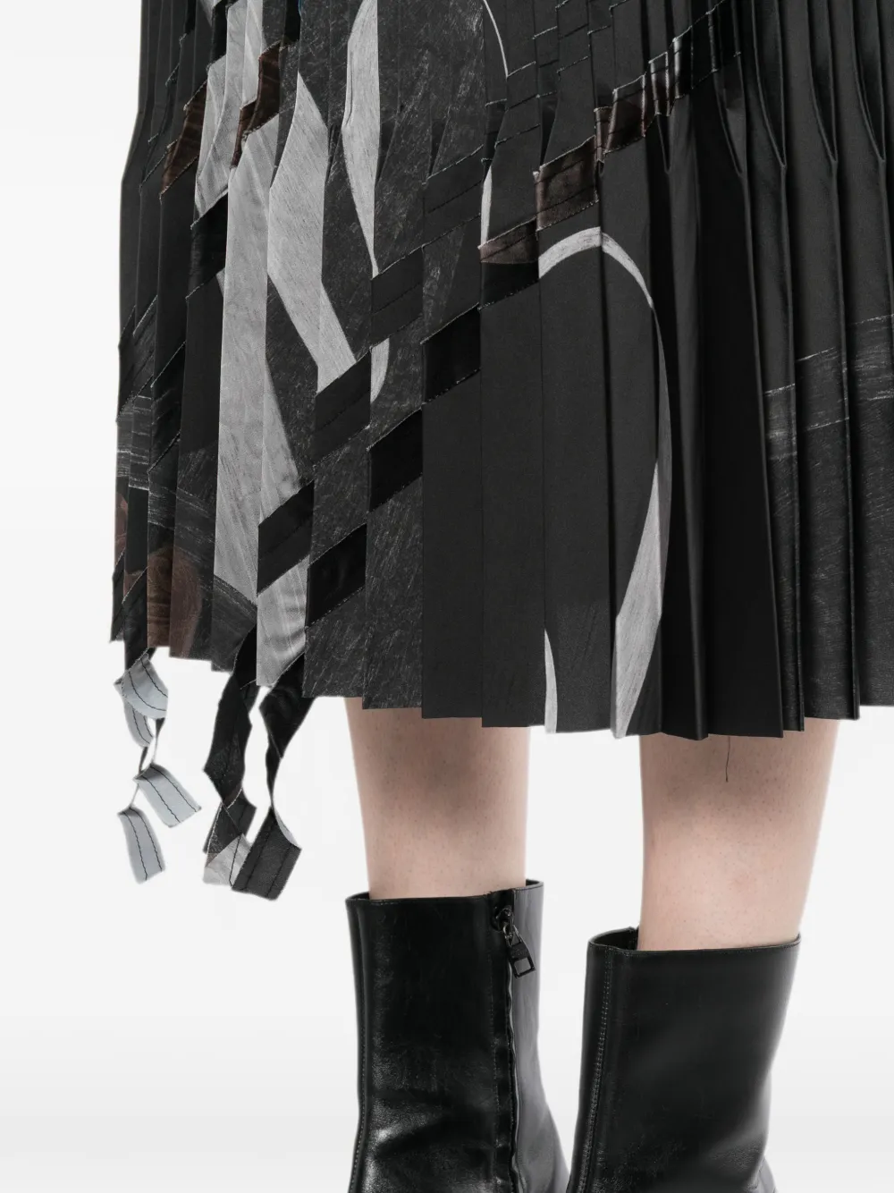 JNBY Midi-plooirok met abstracte print Zwart