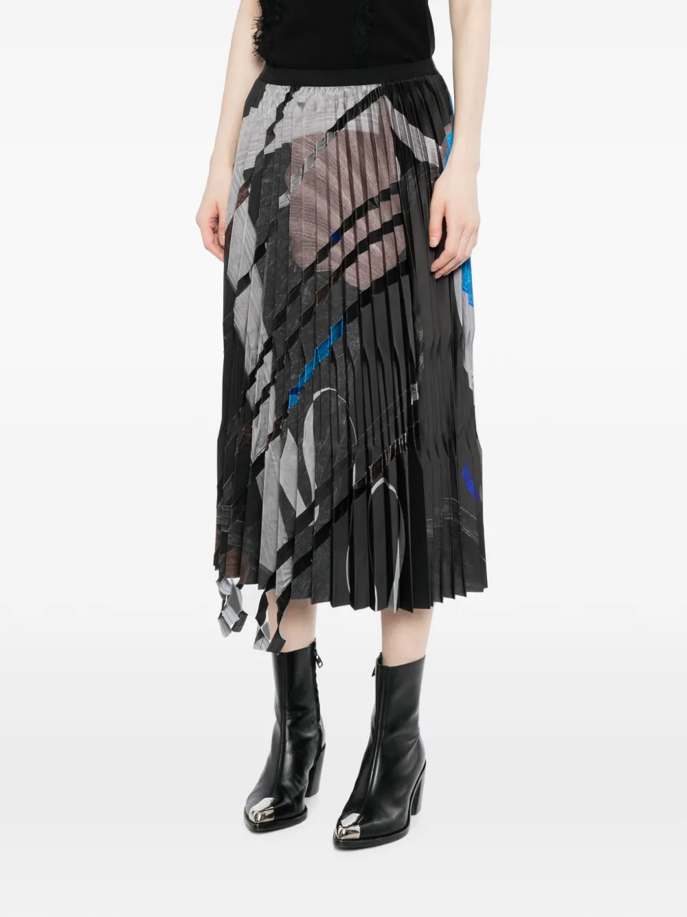JNBY Midi-plooirok met abstracte print Zwart