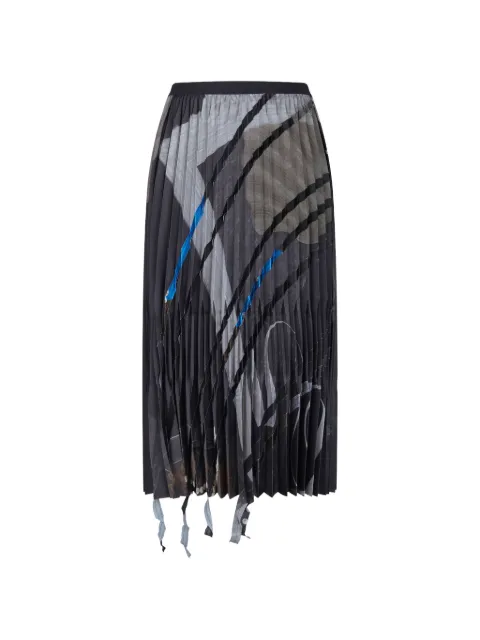 JNBY abstract-print pleated midi skirt