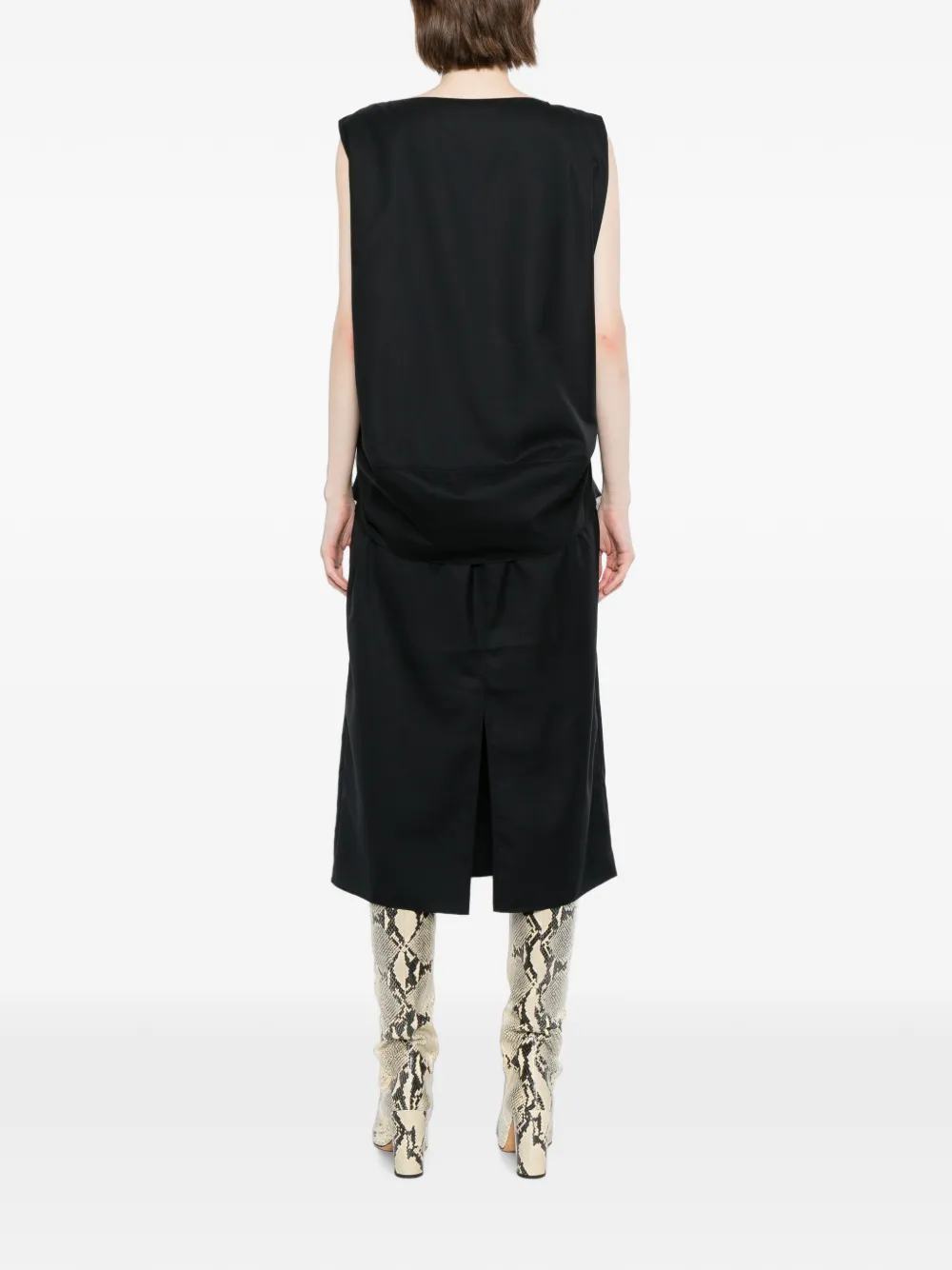 LESS Mouwloze midi-jurk Zwart