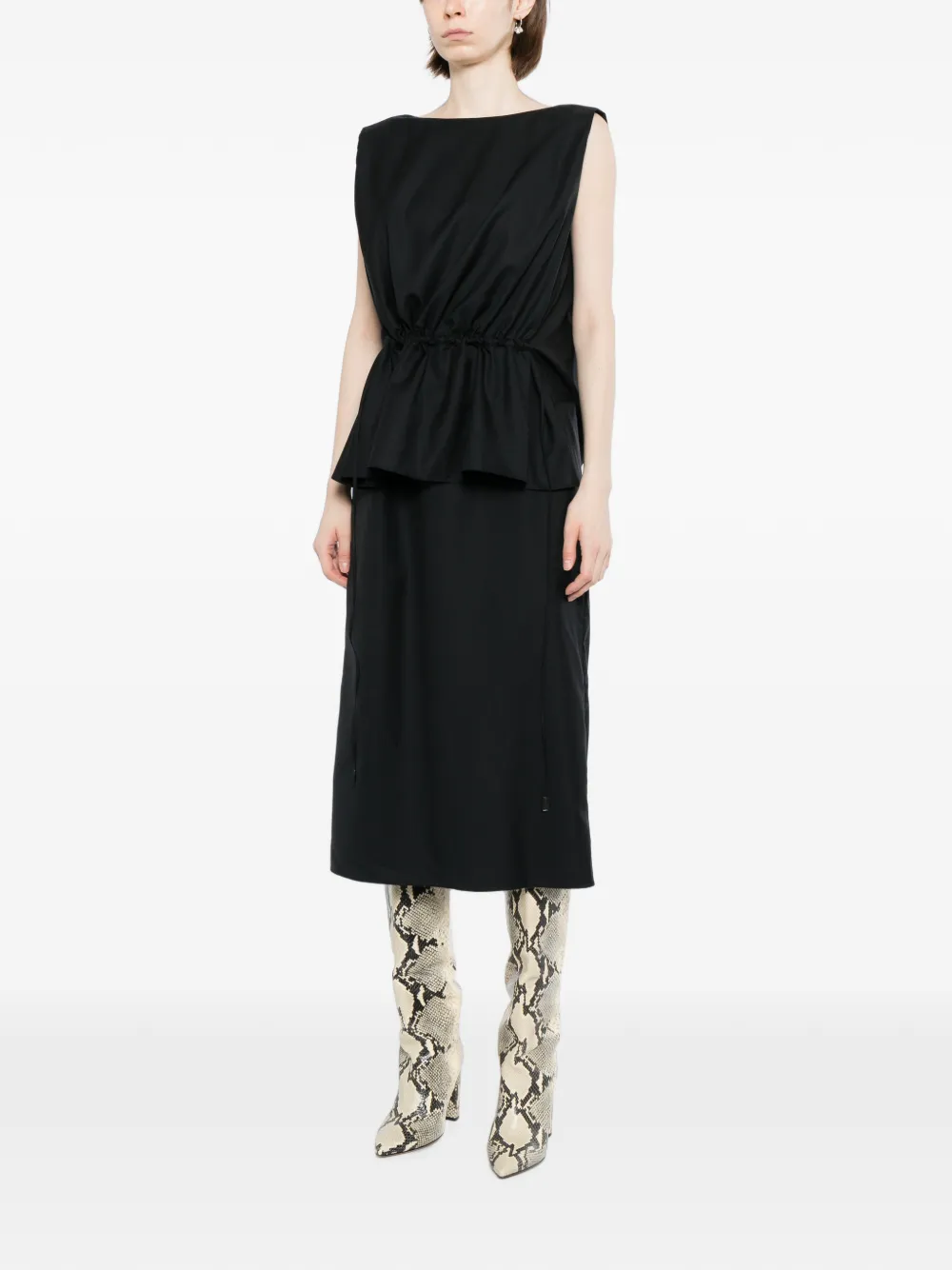 LESS Mouwloze midi-jurk Zwart