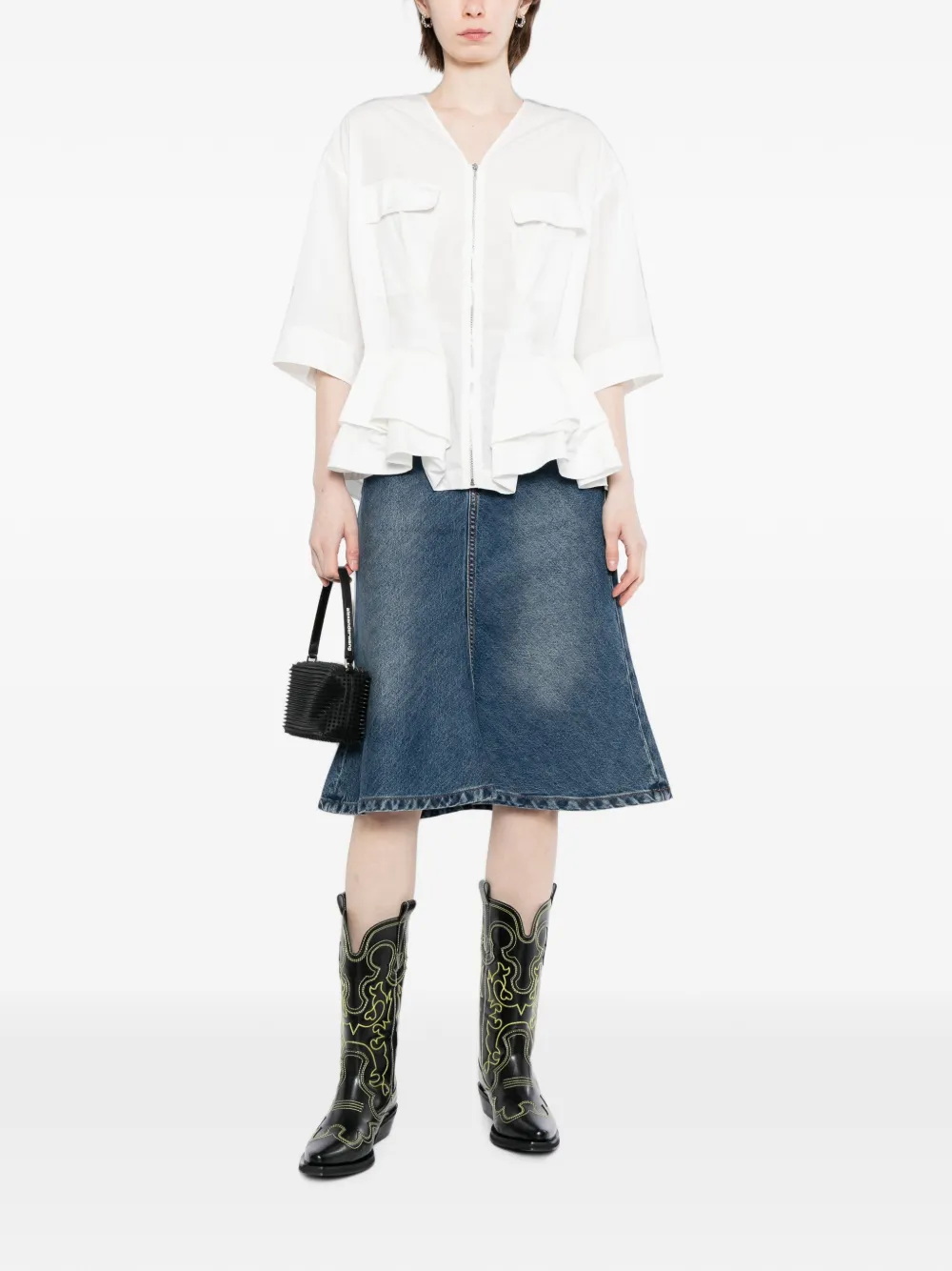 JNBY Denim rok met vissenstaartzoom Blauw