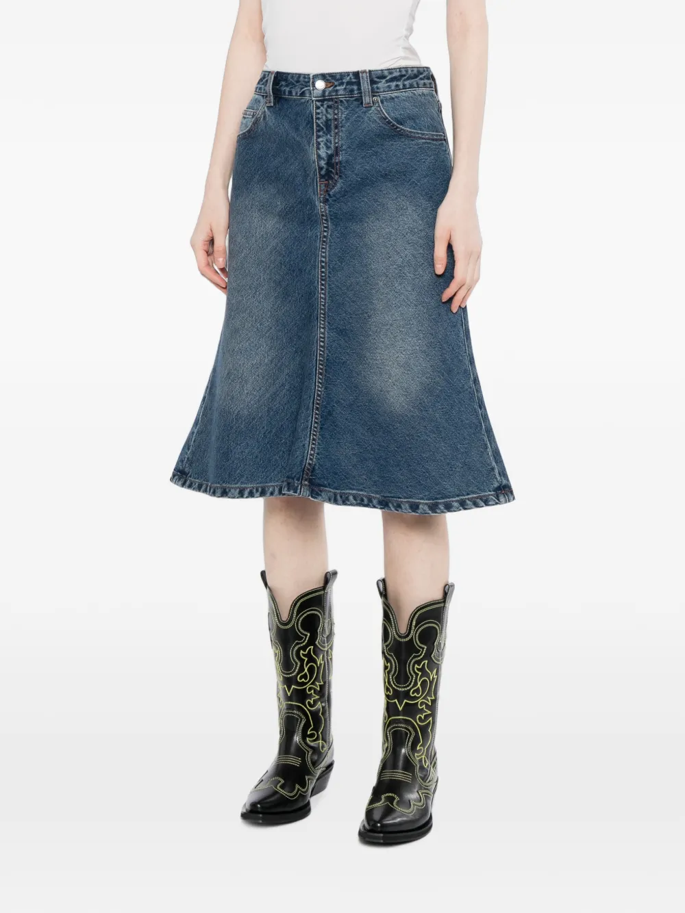 JNBY Denim rok met vissenstaartzoom Blauw