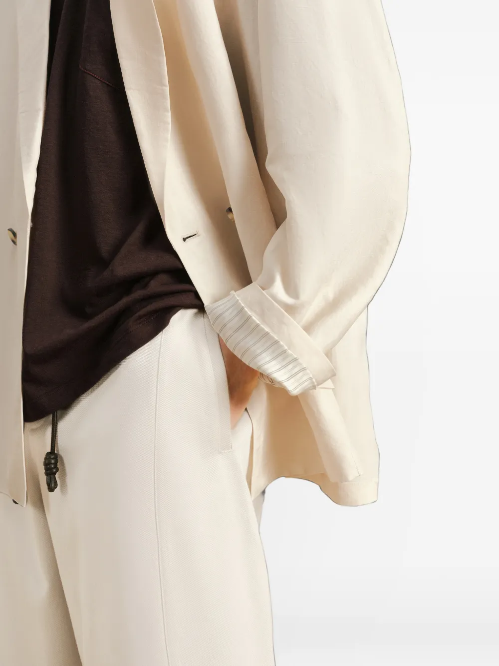 CROQUIS Shorts met trekkoord en zeemansknoop Beige