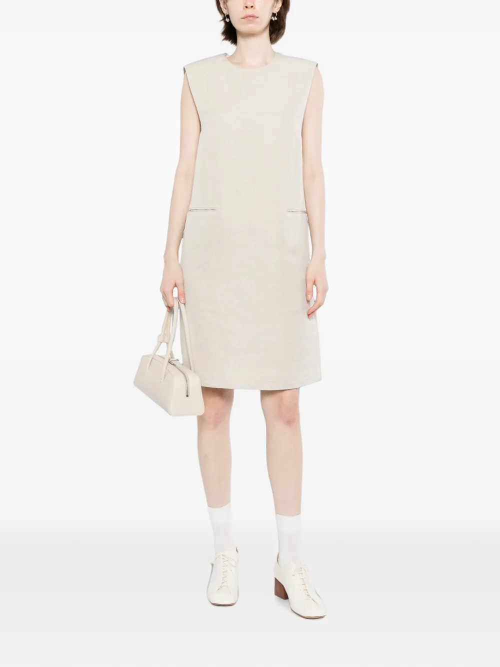 LESS Mouwloze mini-jurk Beige