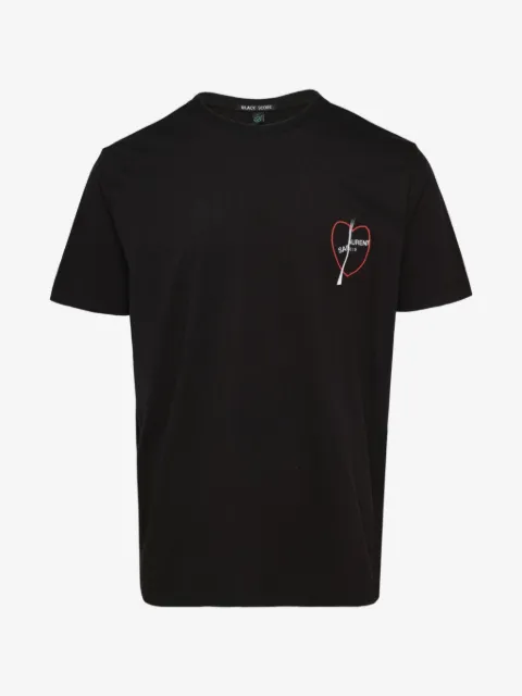 Black Score heart-graphic T-shirt