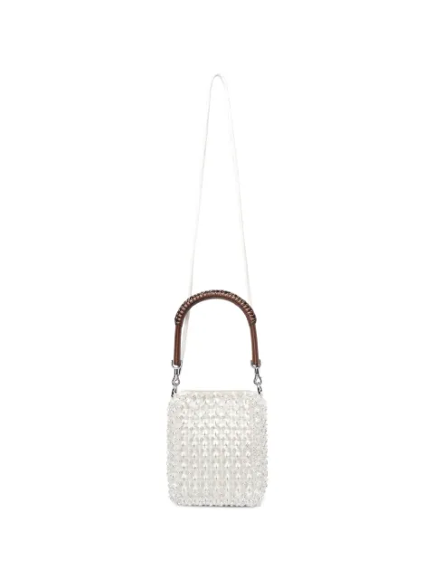 Self-Portrait mini glass-embellished tote bag