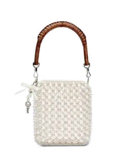 Self-Portrait crystal chain mini tote bag