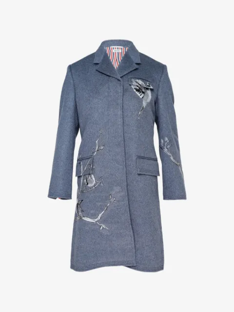 Thom Browne embroidered Chesterfield coat