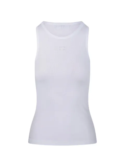 GANNI logo-embroidered ribbed tank top