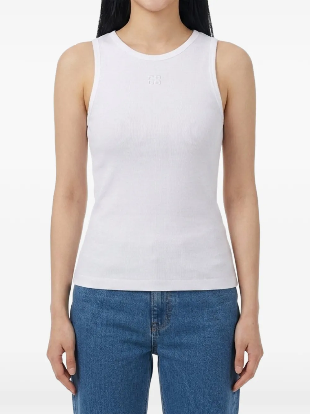 GANNI Geribbelde tanktop Wit