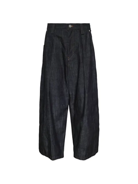 Y's pleated patch-pocket jeans
