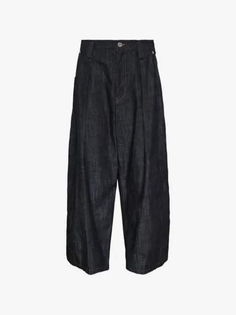 Y's pleated patch-pocket jeans