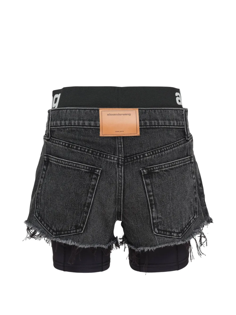Alexander Wang logo-waistband layered shorts Zwart