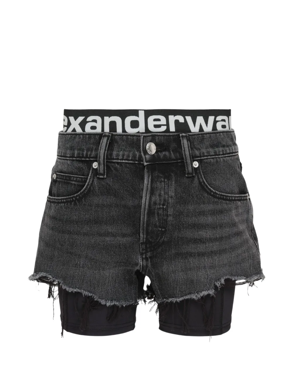 Alexander Wang logo-waistband layered shorts Zwart