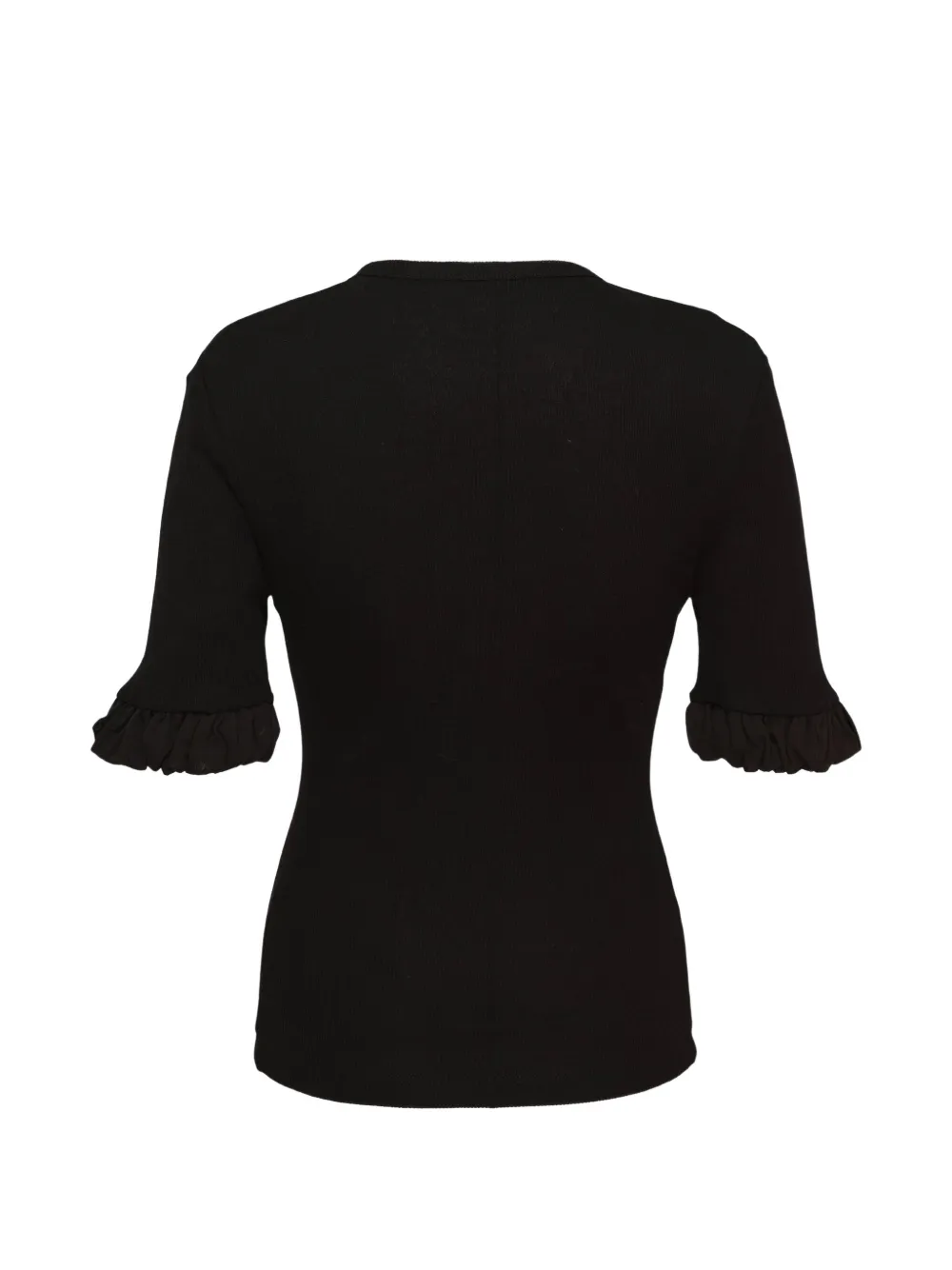 Jil Sander Geribbelde top met ruches Zwart