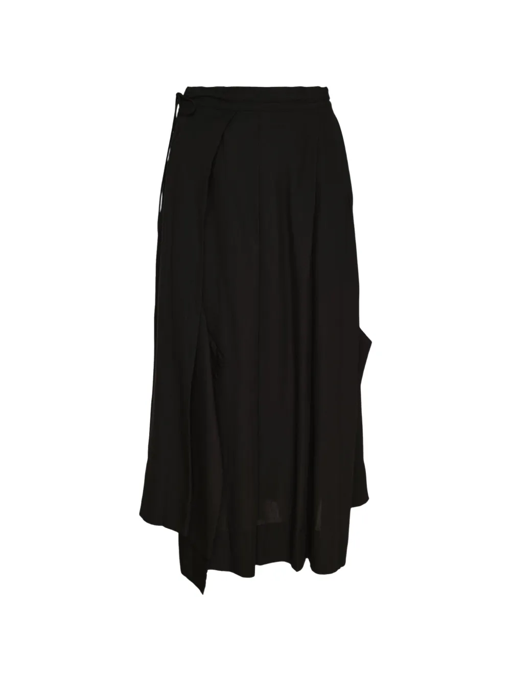 Yohji Yamamoto unbalanced tuck mid skirt - Nero
