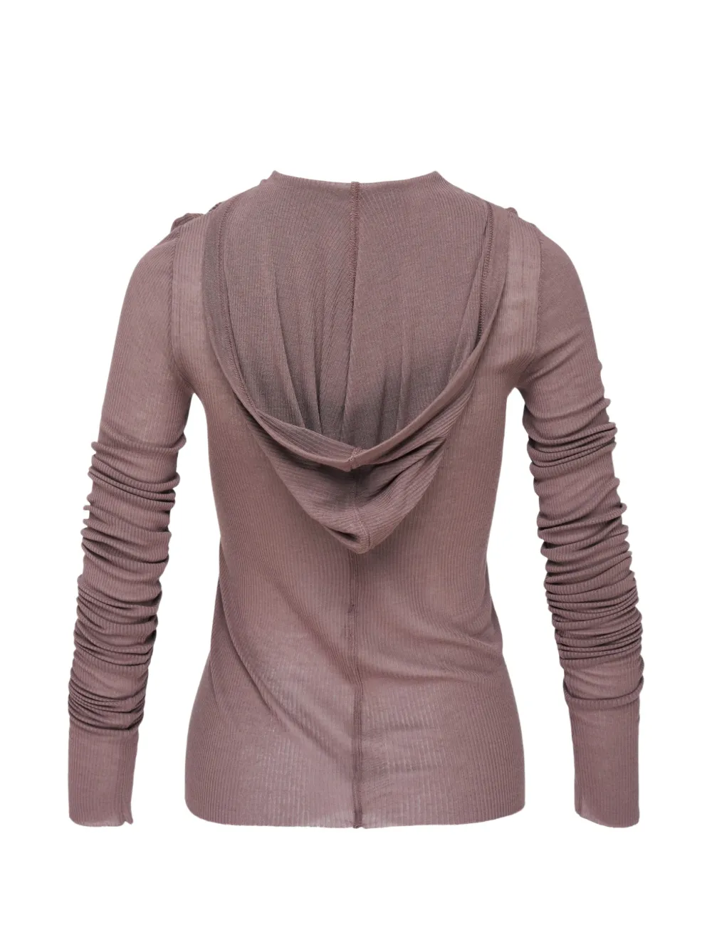 Rick Owens Geribbeld T-shirt met capuchon Paars