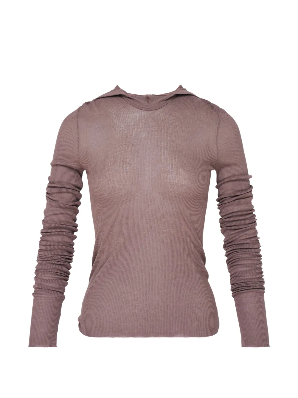 Rick Owens Hooded Ribbed T-shirt In Purple