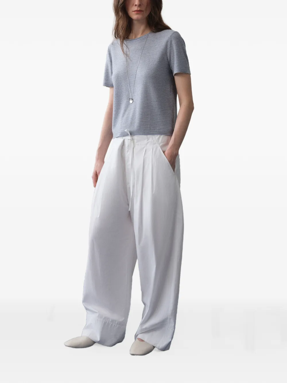 LESS Katoenen broek met rechte pijpen Wit