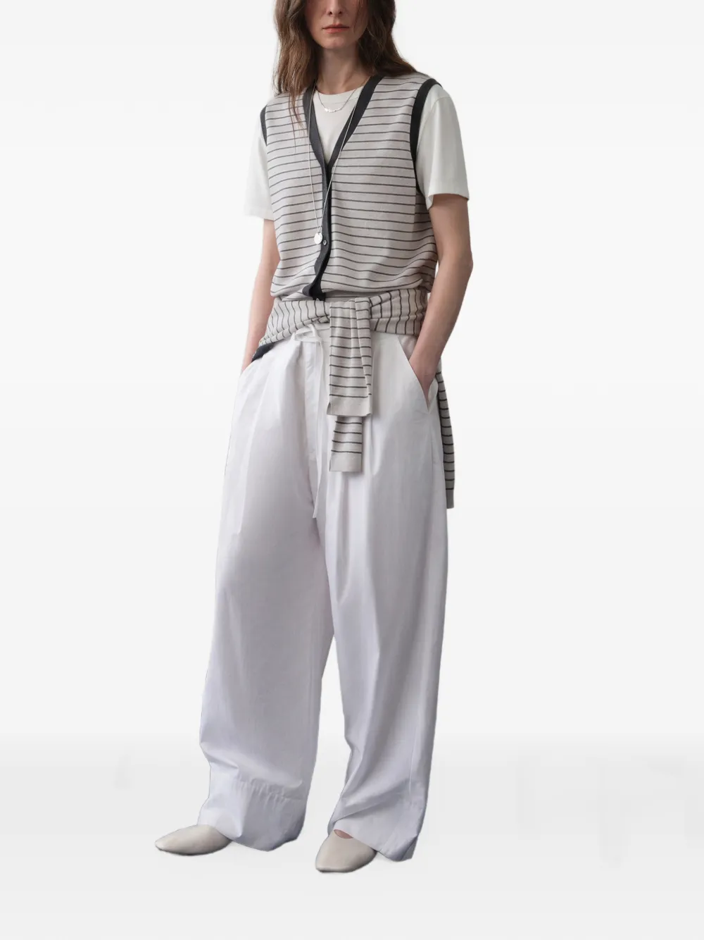LESS Katoenen broek met rechte pijpen Wit