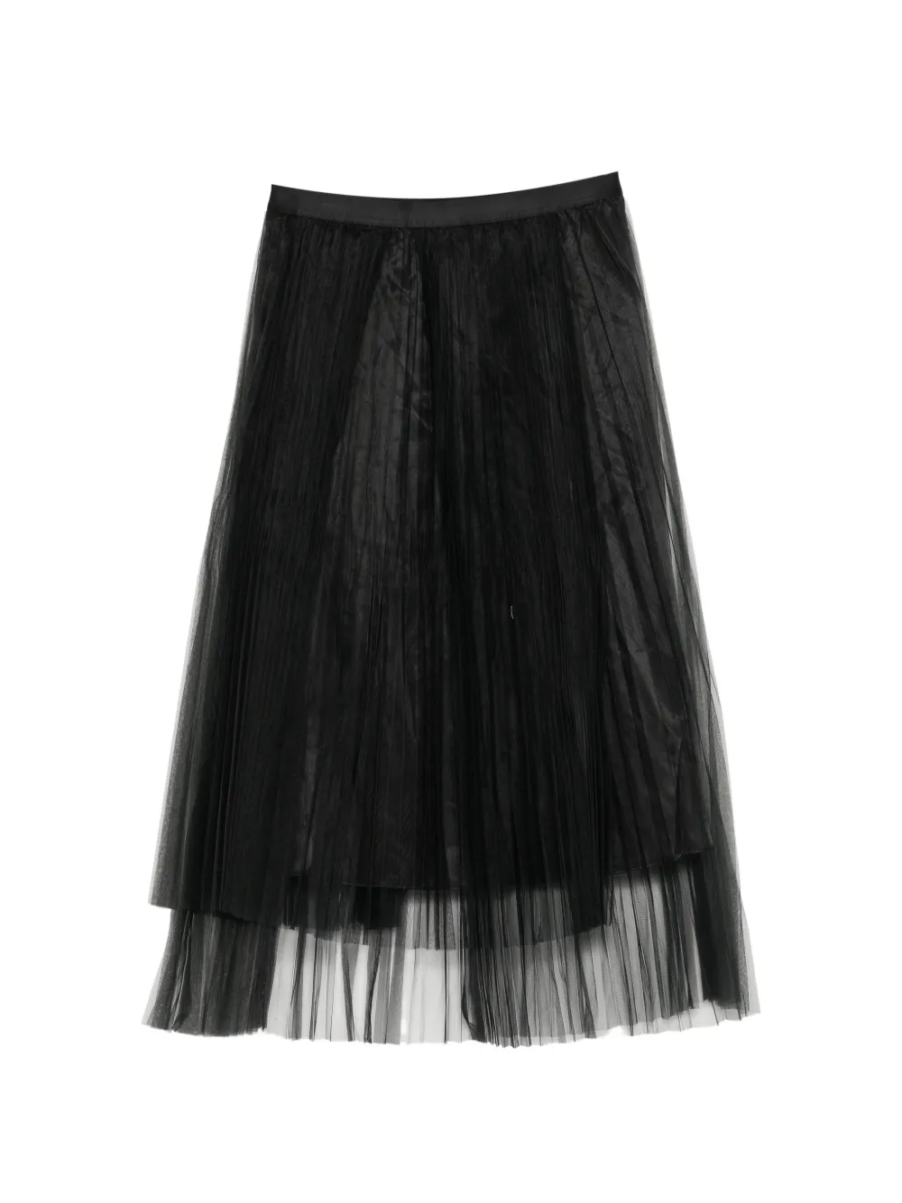 JNBY sheer mesh pleated midi skirt