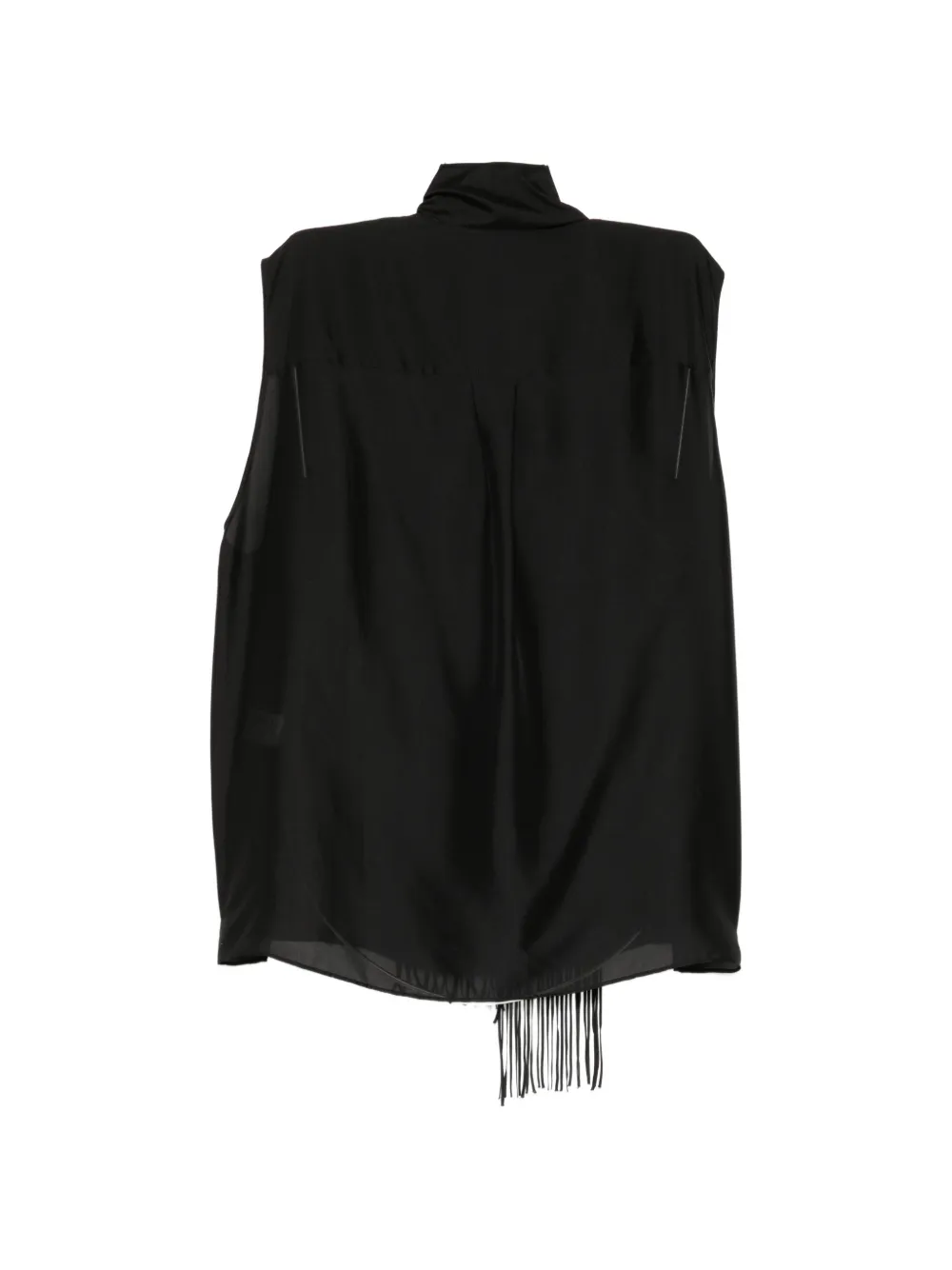 LESS silk tie blouse Zwart