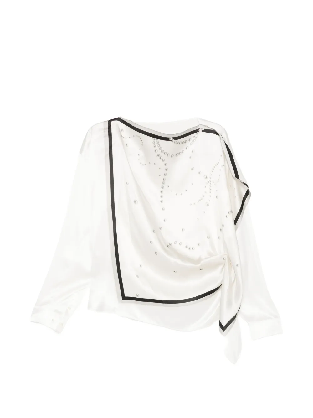 JNBY pearl-print draped blouse - Bianco